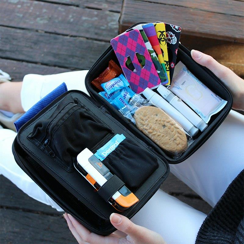 Load image into Gallery viewer, Glucology Travel Case Plus with Extra Storage for Blood Glucose Monitors Black
