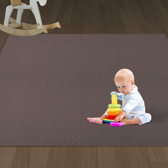 BoPeep EVA Foam Kids Play Mat Floor Baby Crawling Interlocking Waterproof Coffee 4Pack