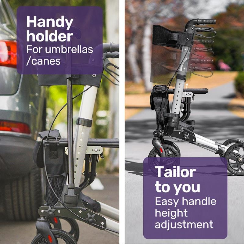 Load image into Gallery viewer, Equipmed Foldable Aluminium Walking Frame Rollator Silver

