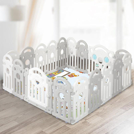 BoPeep Kids Playpen Baby Safety Gate Toddler Fence Child Play Game Toy 18 Panels 1Set