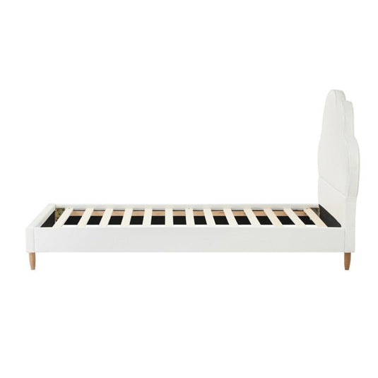 Oikiture Bed Frame Single Size Cloud Kids Bed Frame Leather White