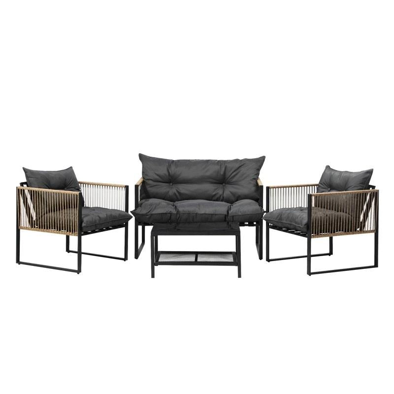 Load image into Gallery viewer, Livsip 4 Piece Outdoor Furniture Setting Garden Patio Lounge Sofa Table Chairs Set

