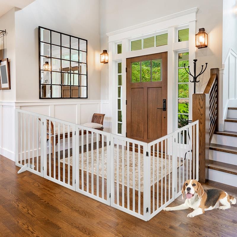 Load image into Gallery viewer, PaWz Wooden Pet Gate Dog Fence Safety Stair Barrier Security Door 6 Panel Large
