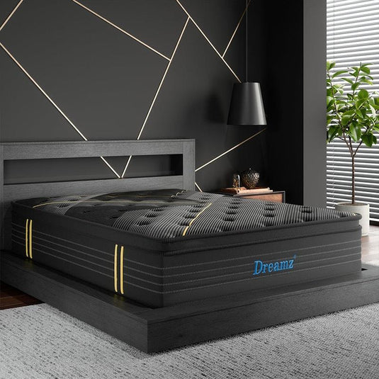 DreamZ Spring Mattress Bamboo Euro Top Bed Pocket HD Egg Foam 35cm King Single Size
