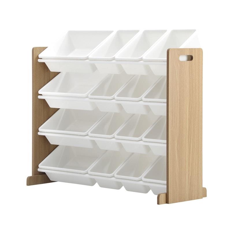 Load image into Gallery viewer, Oikiture Kids Toy Box Organiser 16 Bins Display Shelf Storage Rack Drawer White &amp; Wooden

