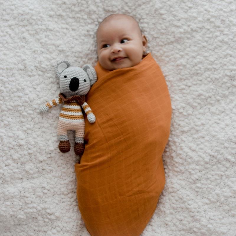 Load image into Gallery viewer, Zoe Sage Organic Muslin Swaddle Wrap Savannah Rust 1pc
