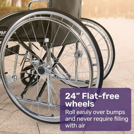 Equipmed Folding Manual Wheelchair Self Propelled Black