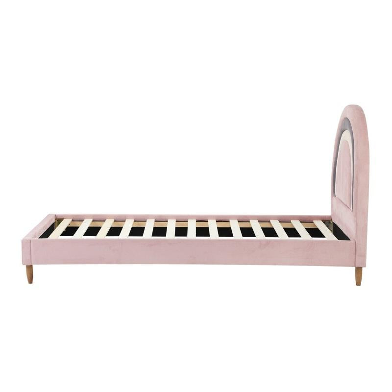 Load image into Gallery viewer, Oikiture Bed Frame Single Size Rainbow Kids Bed Frame Velvet Pink
