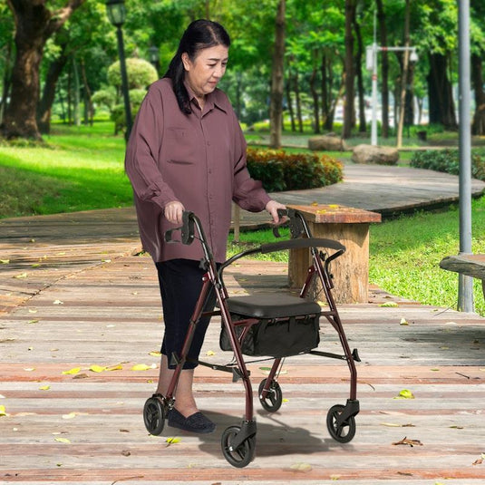 Orthonica Foldable Steel Frame Rollator Mobility Aid 4 Wheel Walker