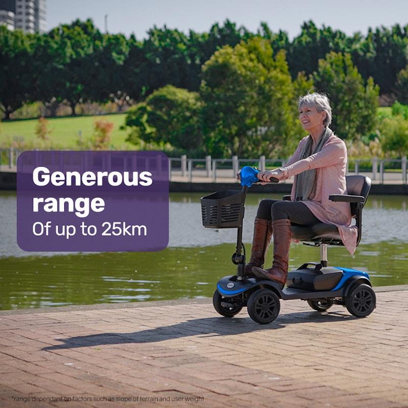 Load image into Gallery viewer, Equipmed SmartRider Folding Electric Mobility Scooter Black &amp; Blue
