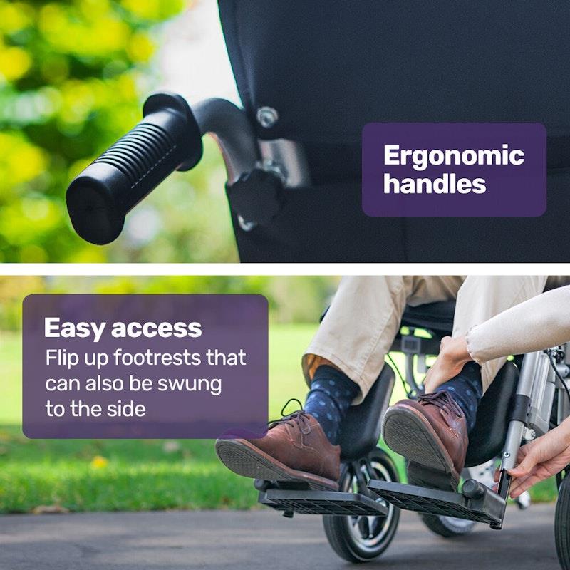 Load image into Gallery viewer, Equipmed Electric Folding Wheelchair Longrange For S-XL Grey &amp; Black
