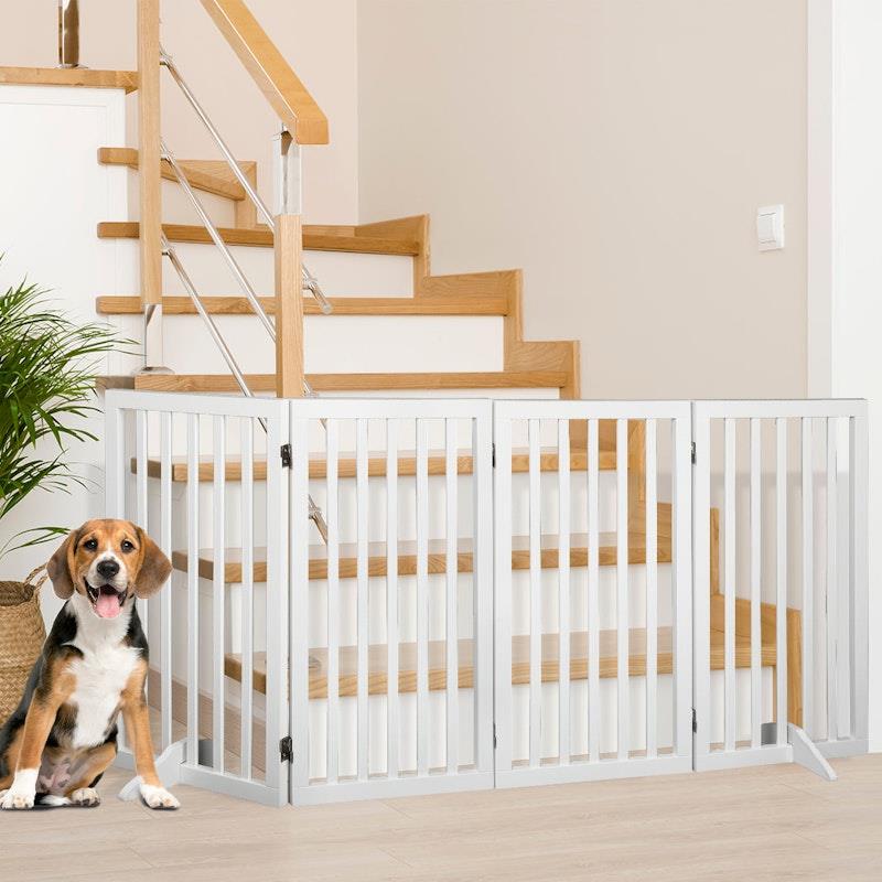 Load image into Gallery viewer, PaWz Wooden Pet Gate Dog Fence Safety Stair Barrier Security Door 4 Panel Large
