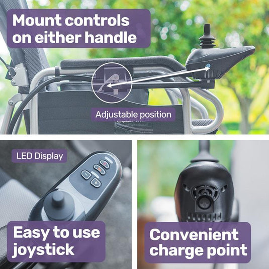 Equipmed Power Electric Wheelchair Longrange Auto Recline Grey & Black