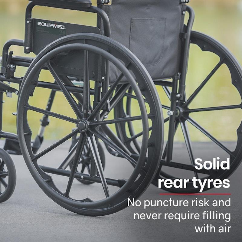 Load image into Gallery viewer, Equipmed 24 Inch Folding Wheelchair with Park Brakes Black
