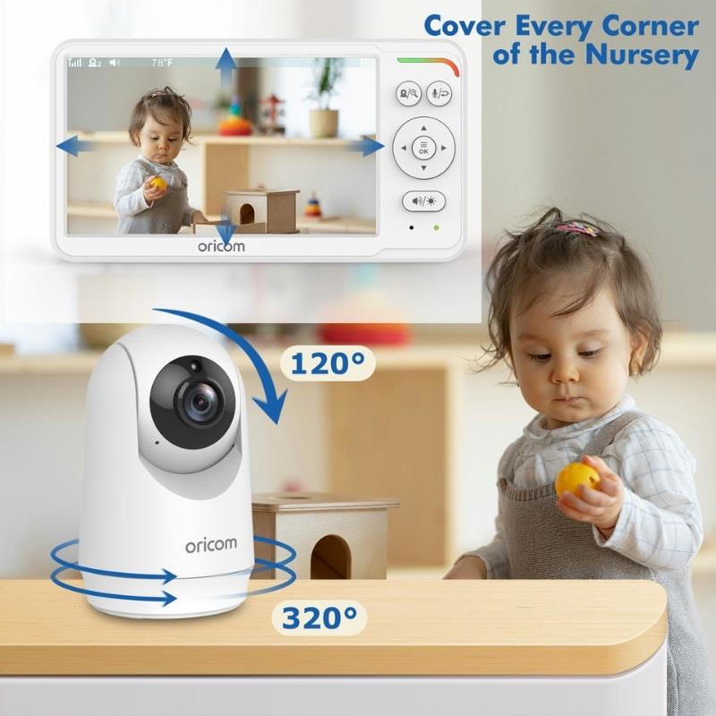 Load image into Gallery viewer, Oricom 6″ Video Baby Monitor with Motorised Pan Tilt and Duck Digital Bath and Room Thermometer Bundle
