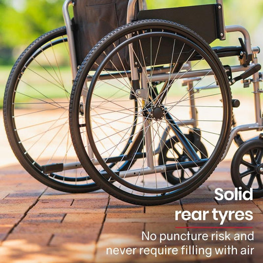 Equipmed 24 Inch Folding Wheelchair with Park Brakes Grey