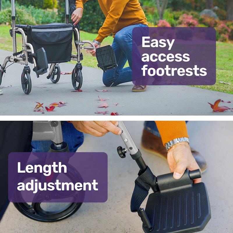 Load image into Gallery viewer, Equipmed 2-in-1 Foldable Aluminium Walking Frame Rollator Silver
