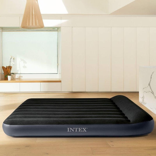 Intex Dura-Beam Classic Inflatable Airbed Mattress w/ Pillow Rest Black Queen