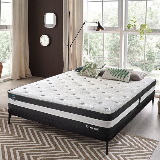 DreamZ Cooling Mattress Pocket Spring Euro Top Bed Foam 5 Zone 25cm Single