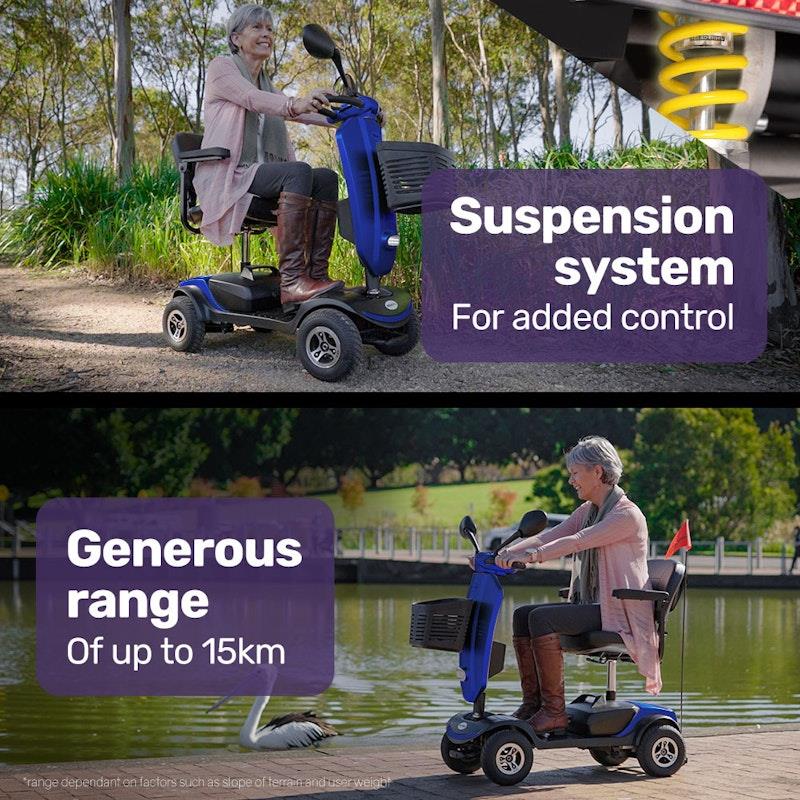 Load image into Gallery viewer, Equipmed Electric Mobility Scooter For Elderly Pathline (Blue)
