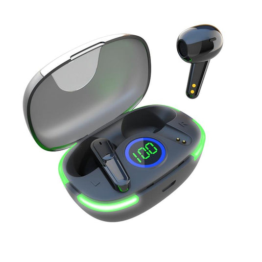 Laser TWS Earbuds with LED Display: True Wireless & Tap Controls Black