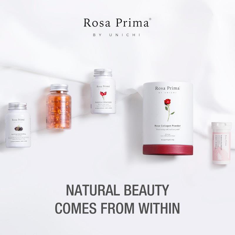Load image into Gallery viewer, Unichi Rosa Prima Rose Oil Complex 90 Softgels 3Pack

