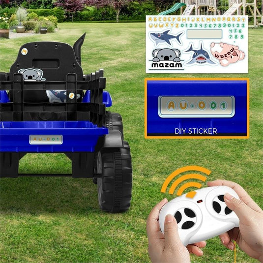 Mazam Kids Ride On Car Tractor Trailer 12V Remote Electric Toddlers Toy XL Blue
