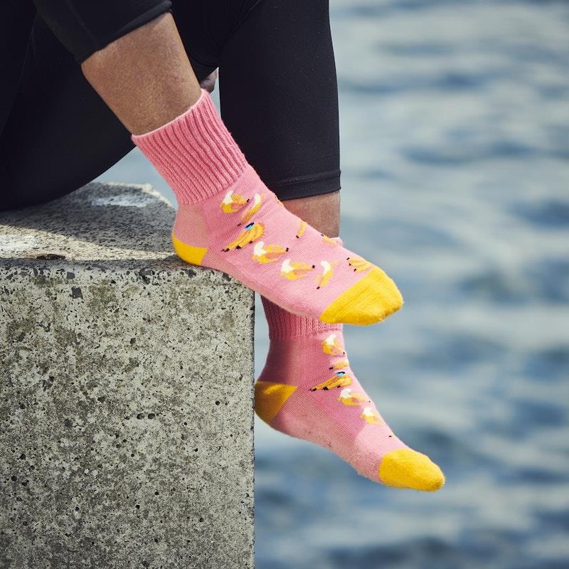 Load image into Gallery viewer, Glucology 6 Pack Mixed Patterned Socks - Bananas, Avocado &amp; Eggs Small

