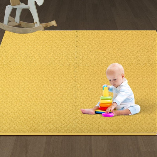 BoPeep EVA Foam Kids Play Mat Floor Baby Crawling Interlocking Waterproof Yellow 4Pack