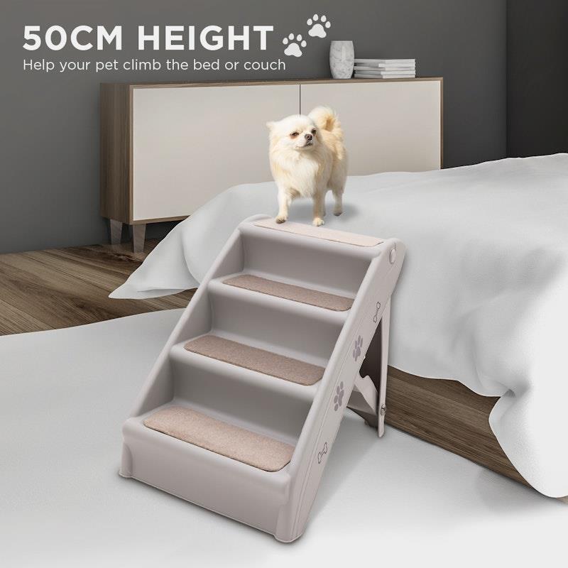 Load image into Gallery viewer, Furtastic 50cm Foldable Pet Stairs Ramp Grey
