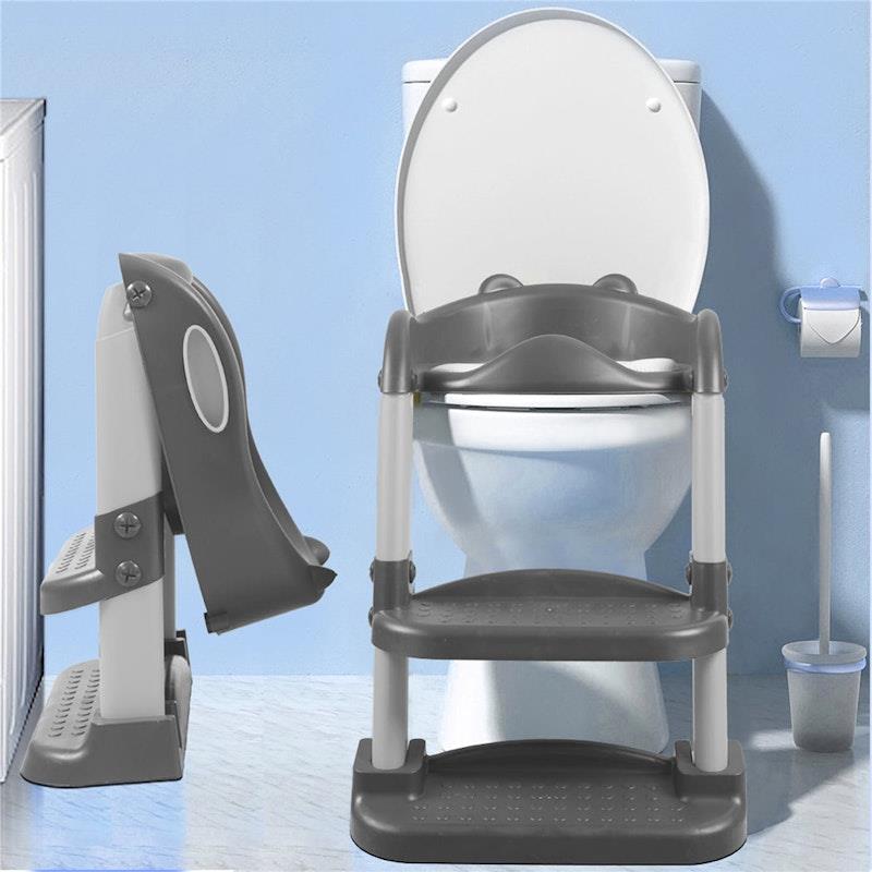 Load image into Gallery viewer, BoPeep Kids Toilet Ladder Toddler Training Step Stool Soft Seat Non Slip Grey
