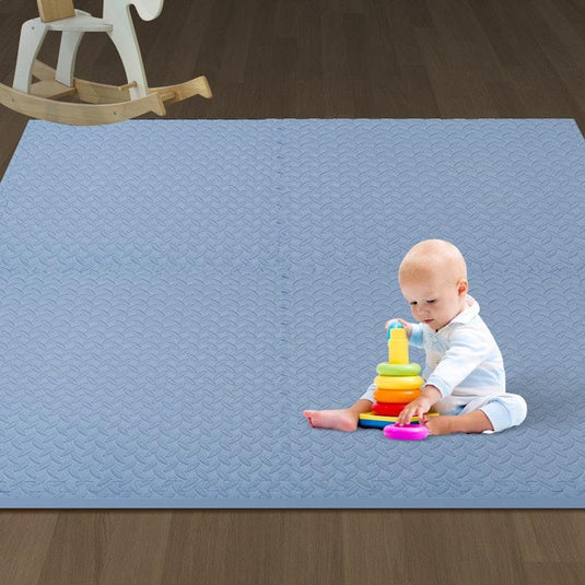 BoPeep EVA Foam Kids Play Mat Floor Baby Crawling Interlocking Waterproof Carpet Blue 4Pack