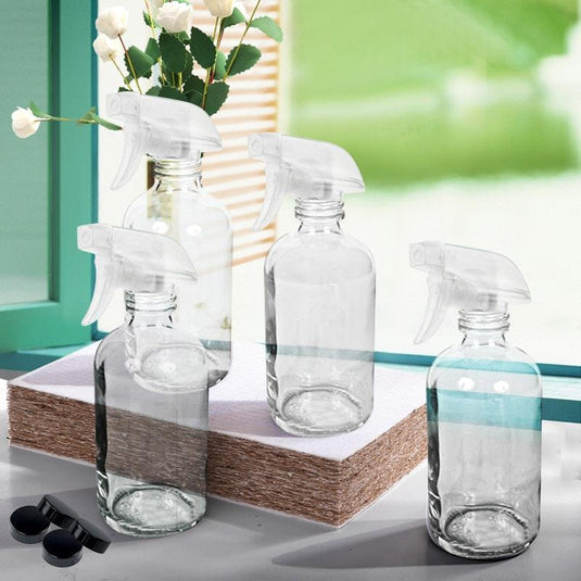 Traderight 4x 500ml Clear Glass Spray Bottles Trigger Water Sprayer Aromatherapy Dispenser Bundle