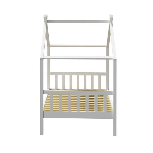 Oikiture Bed Frame Wooden Base Kids Single Timber House Beds White 1unit