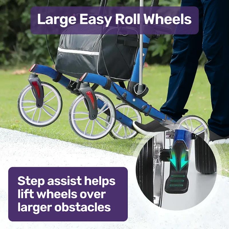 Load image into Gallery viewer, Equipmed Upright Rollator Walker With Forearm Support Rests Blue
