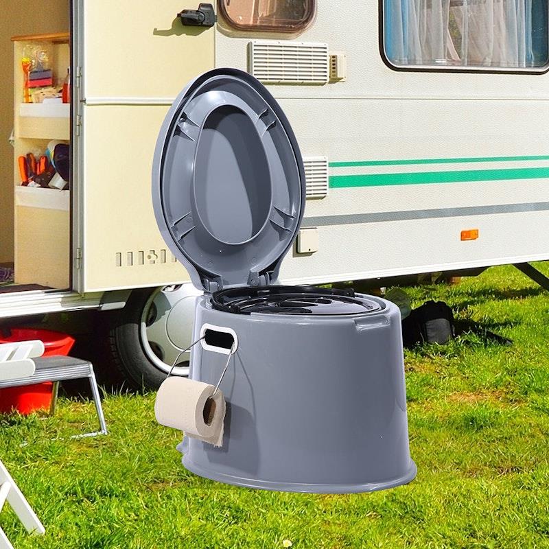 Load image into Gallery viewer, Traderight 6L Camping Toilet Outdoor Portable Potty Caravan Travel Boating Bucket Brush 1Unit
