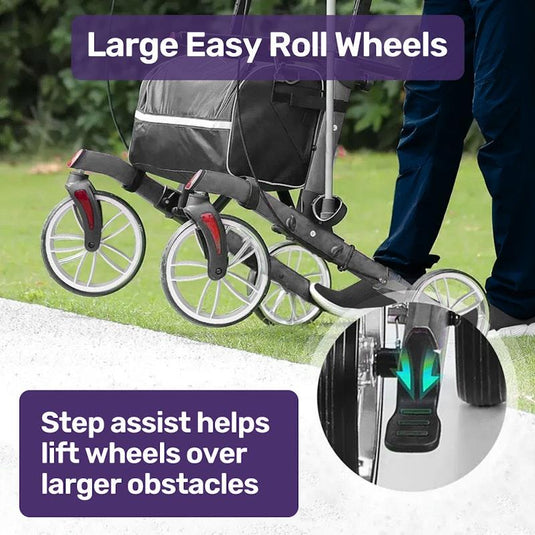 Equipmed Upright Rollator Walker With Forearm Rest Supports Grey