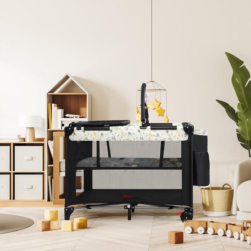 Load image into Gallery viewer, BoPeep Baby Cot Bed Crib Portable Bassinet Safety Rails Fence Foldable Travel 1pc
