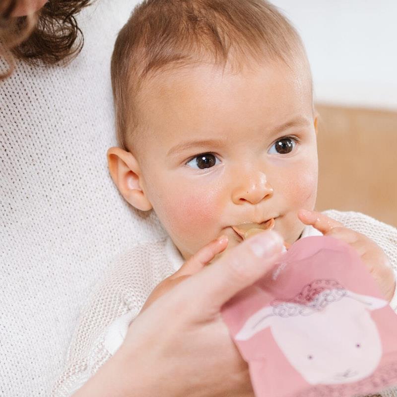 Load image into Gallery viewer, Cherub Baby On the Go Reusable Food Pouches | Bundle Kit | Dusty Rose &amp; Sand Pack
