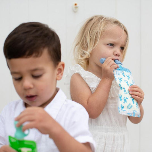 Cherub Baby Food Pouch Spoons & Spouts Bundle - Cerulean & Sage Pack