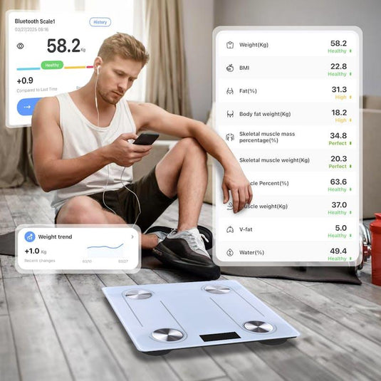 Clevinger Bluetooth Smart Digital Glass Bathroom Scale Max Capacity 180KG 1Unit