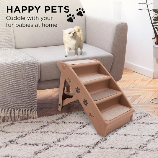 Furtastic 50cm Foldable Pet Stairs Ramp Brown