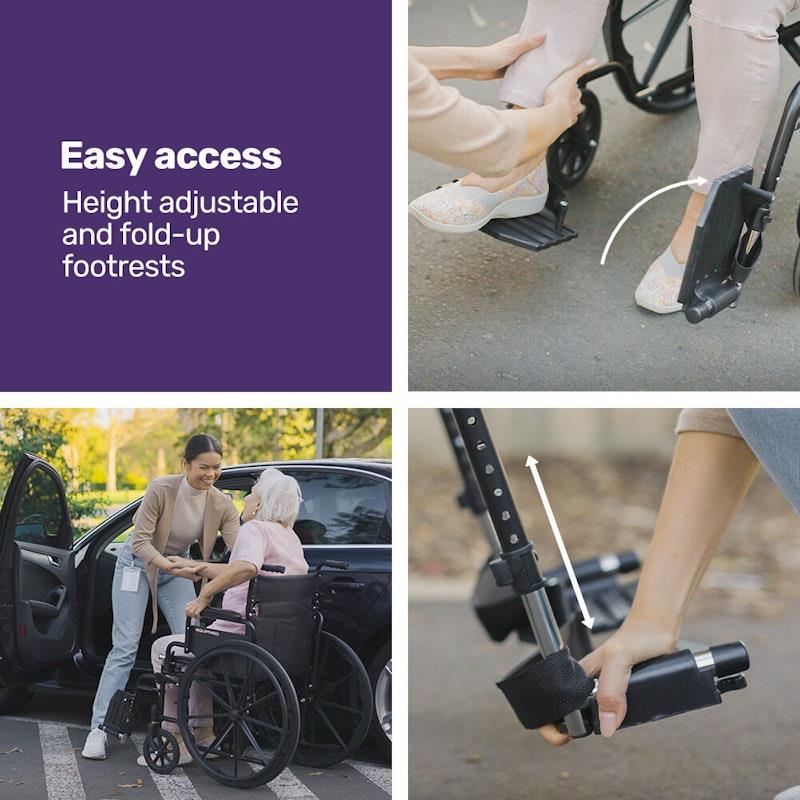 Load image into Gallery viewer, Equipmed 24 Inch Folding Wheelchair X-Large Black
