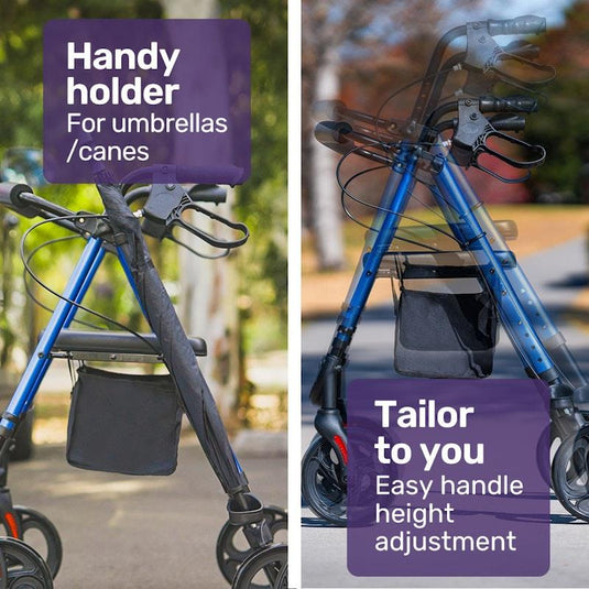 Equipmed 4 Wheel Lightweight Rollator Walker Blue