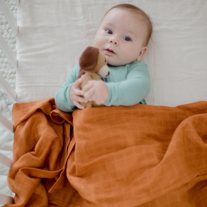 Load image into Gallery viewer, Zoe Sage Organic Muslin Swaddle Wrap Savannah Rust 1pc
