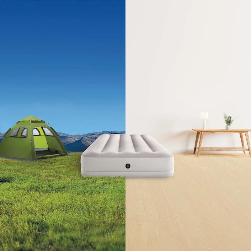 Load image into Gallery viewer, Intex Dura-Beam Prestige Mid-Rise Inflatable Twin Airbed with USB Pump Cream
