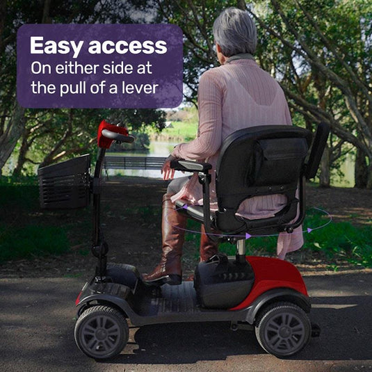 Equipmed SmartRider Folding Electric Mobility Scooter Black & Red