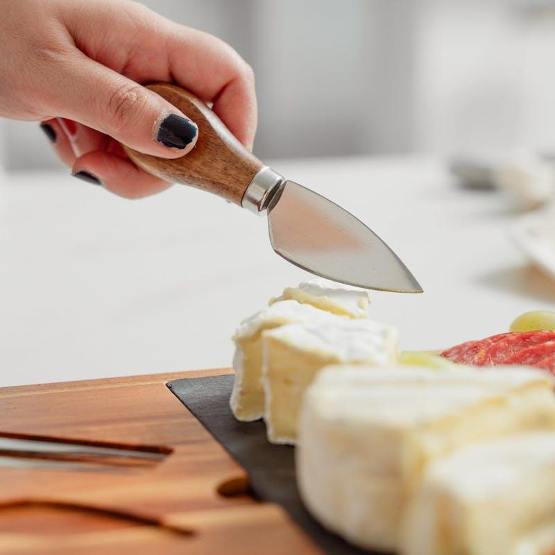 Load image into Gallery viewer, Clevinger 4 Piece Acacia Wood &amp; Slate Cheese Board With Knife Set

