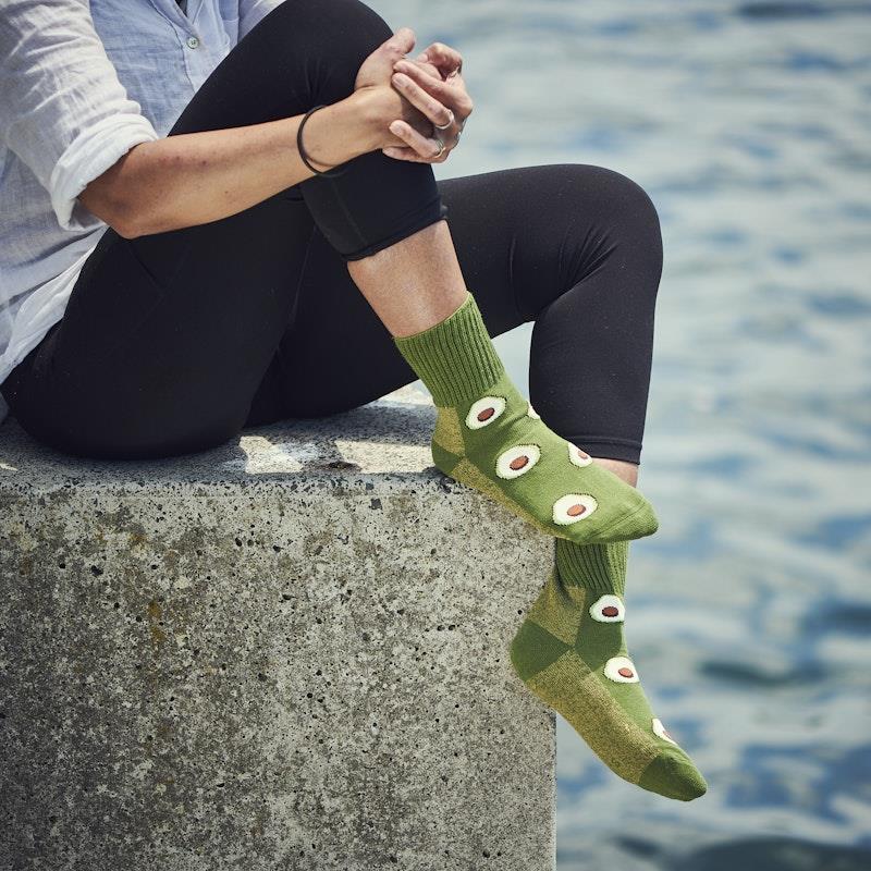 Load image into Gallery viewer, Glucology 6 Pack Mixed Patterned Socks - Bananas, Avocado &amp; Eggs Large
