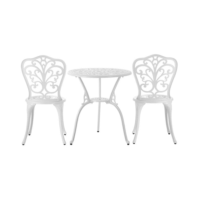 Load image into Gallery viewer, Livsip Bistro Outdoor Setting Chairs Table Patio Dining 3Piece Set White
